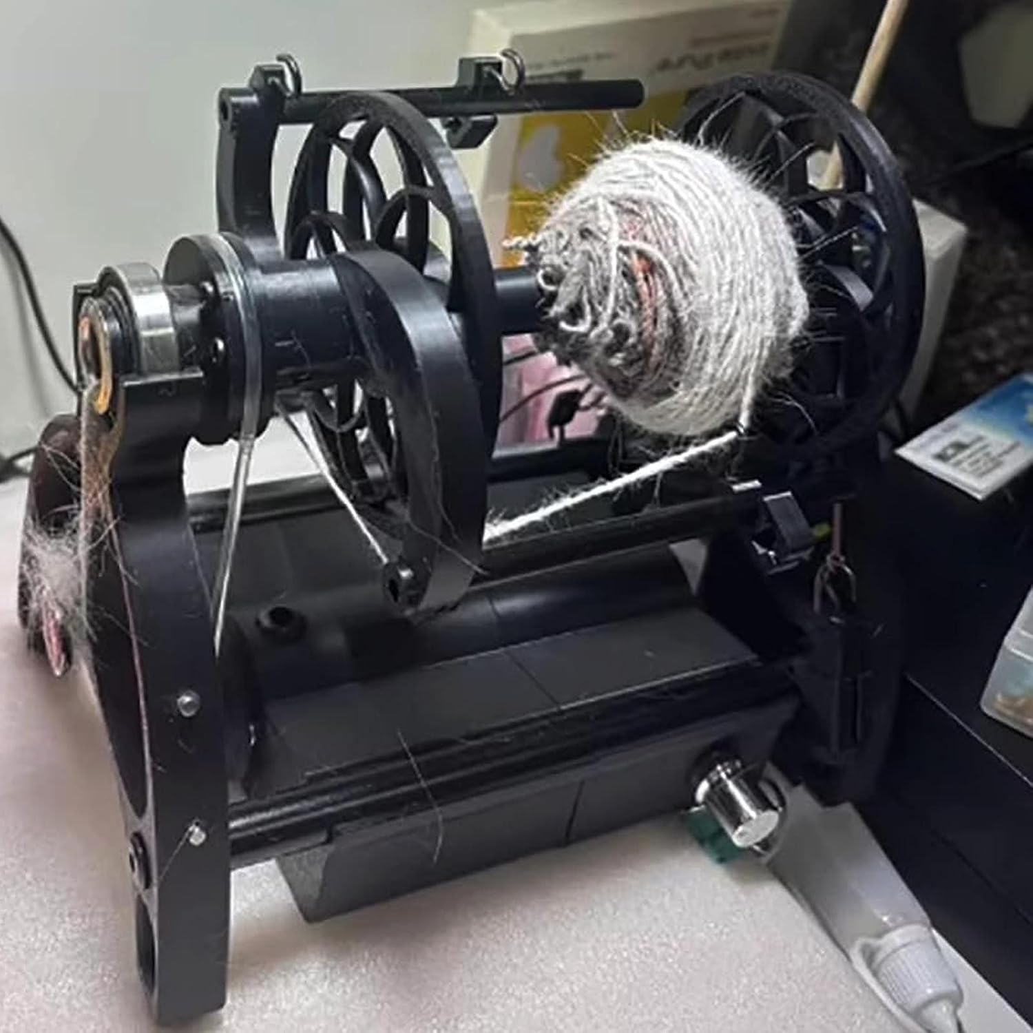 Automatic Yarn Winding Machine,800rpm Ball Winder,12v Electric Spinning Wheel,Capacity 4 Oz (120G),Forward and Reverse Switching