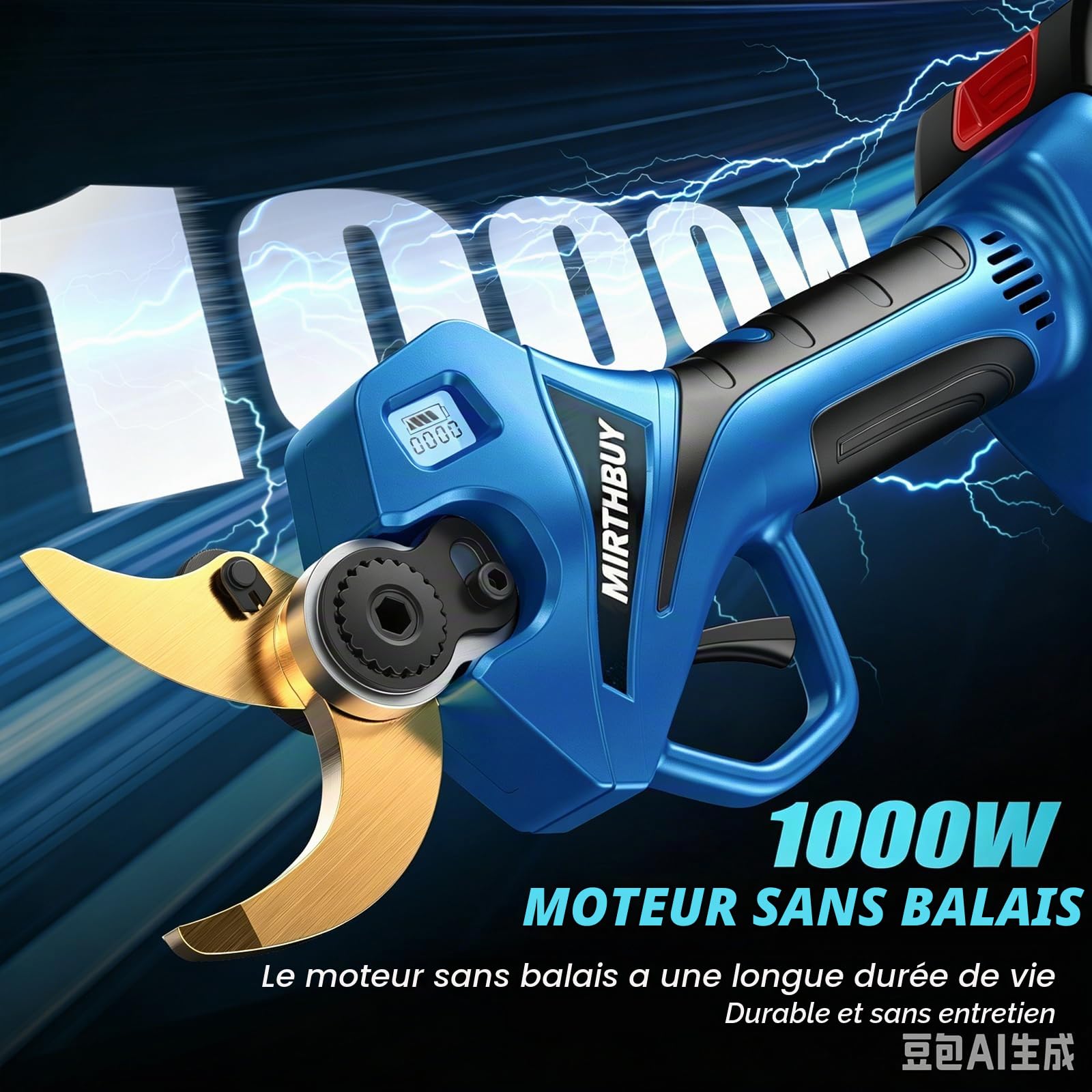 Sécateur Électrique Sans fil, Professionnel Secateur avec LCD affichage, Diamètre de coupe max 65mm, pour tailler les arbres ainsi que les arbres fruitiers, pour Makita 18V (no batterie)