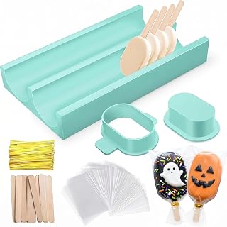3 Inch Cakesicle Cutter, Cake Pop Mold with 8.7in Tray, Cakesicle Mold with 100 Wooden Sticks & 100 Packaging Bags with Ties Cake Pop Cutter Baking Cutter Molds Set for Home, Birthday, Parties