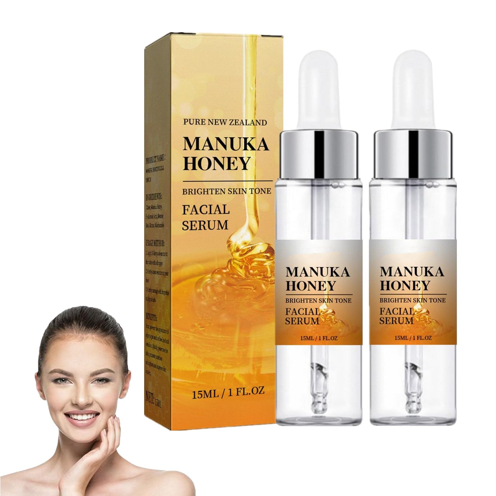 2PCS Bee Venom and Manuka Honey Serum, Ouhoe Manuka Honey Face Serum, Honey Anti-Aging Serum, Honey Facial Serum, Anti-Aging Serum Honey Face Serum, Hydrating Anti-Wrinkles Anti Aging Serum