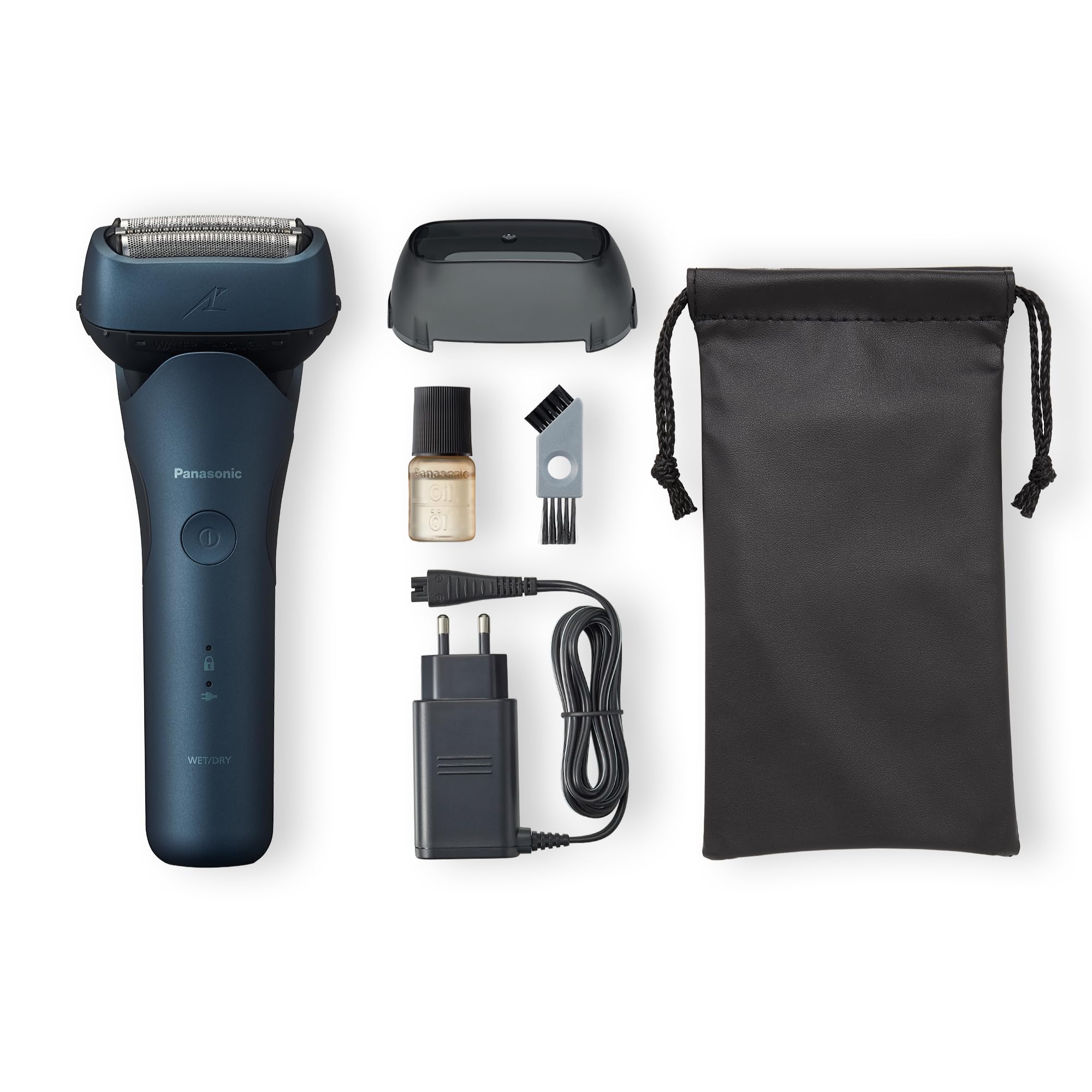 Panasonic Series 700 ES-ALT4 3-ostrzowa golarka elektryczna (bezprzewodowa, wodoodporna, czujnik zarostu, elastyczna głowica, wysuwany trymer, ergonomiczny uchwyt), niebieska