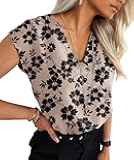 Lepunuo Womens Summer Tops Cap Sleeve Textured Dressy V Neck Shirts 2025 Work Office Blouses Business Casual Outfits