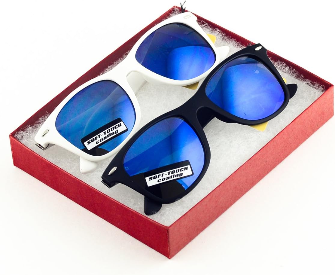 Reflective Color Mirror Color Lens Large Retro Classics Style Sunglasses (With Free Microfiber Pouch)