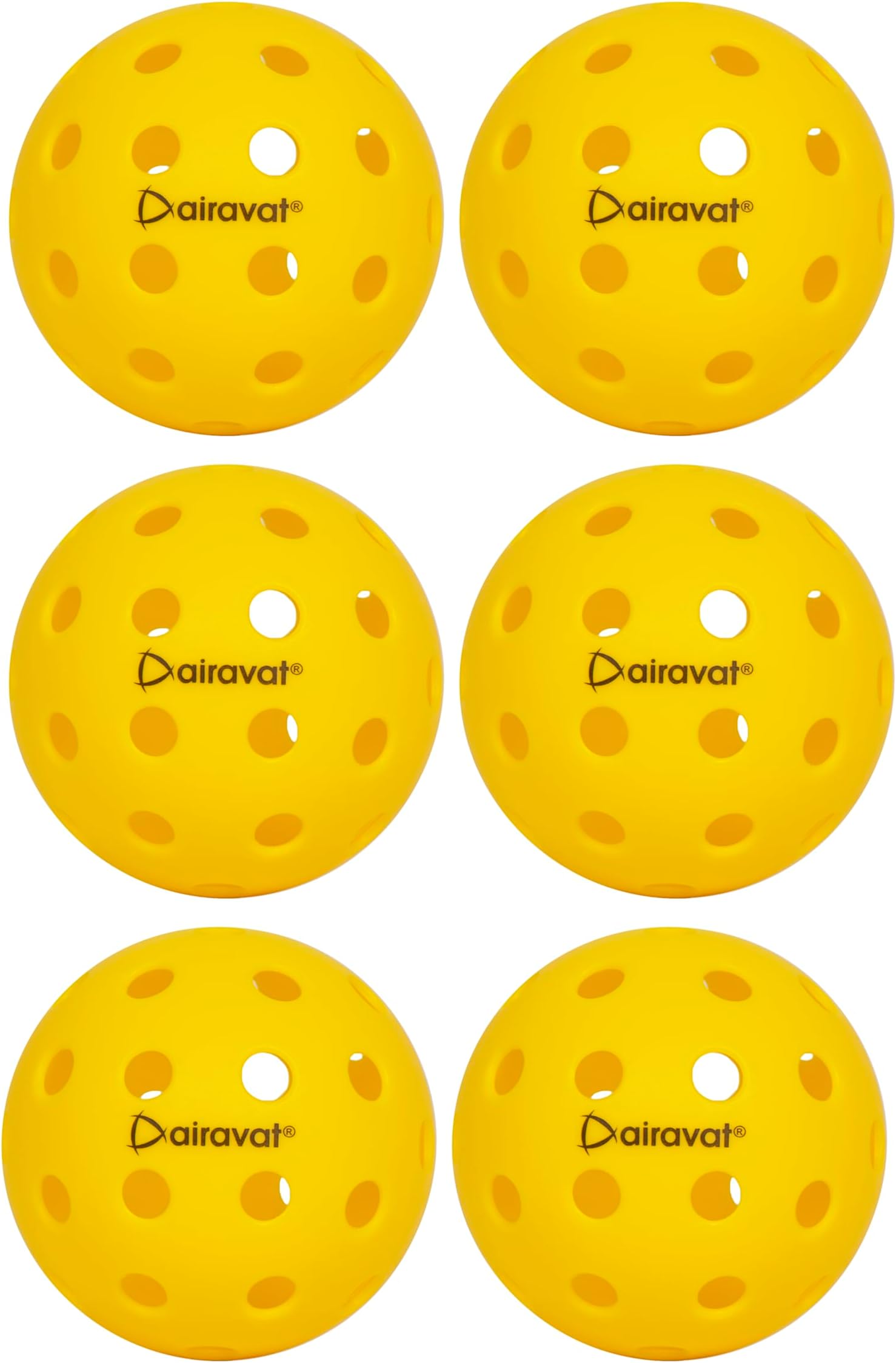 Premium Outdoor Pickleball Balls, 40 Hole Pickleball for Tournament and Competition Play, Perfectly Balanced, High Bounce True Flight, Durable (Yellow- Pack of 6)