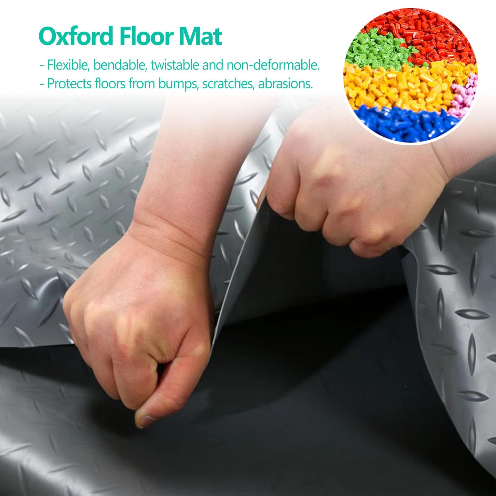 Gummimatte 2,5 mm dicke Bodenbelagsrolle – Oxford-PVC-Gummi-Bodenmatten, schmutzabweisend – kommerzielle rutschfeste Bodenschutzmatte – Diamantplatten-Anhängermatte für unter dem Auto ( Color : Black