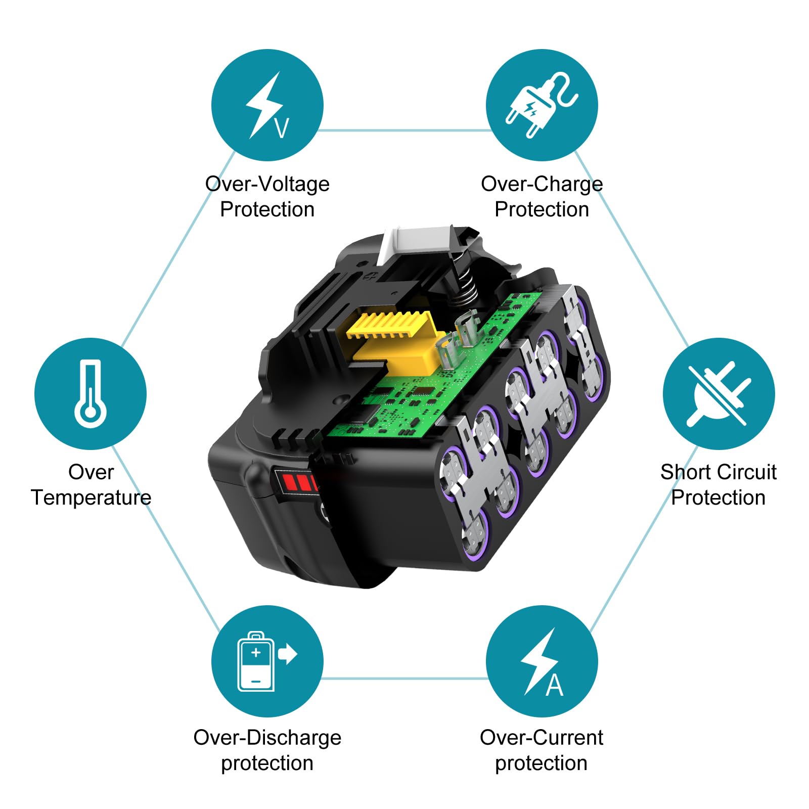 2 x 10000 mAh BL1850 Compatible pour Makita Batteries 18V