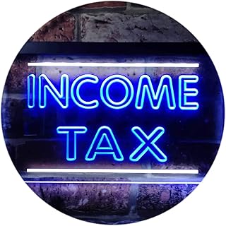 ADVPRO Income Tax Services Display Dual Color LED Enseigne Lumineuse Neon Sign Blanc et Bleu 400 x 300mm st6s43-i0430-wb