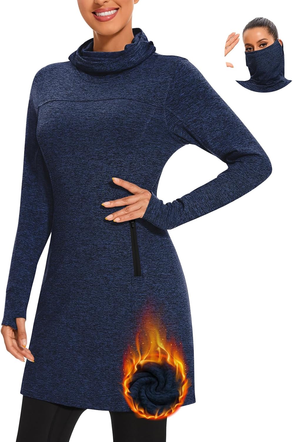 Soneven Women's Fleece Sweatshirt Dress Warm Pullover Long Sleeve Thermal Hoodie Dresses Winter Outfits with Pocket