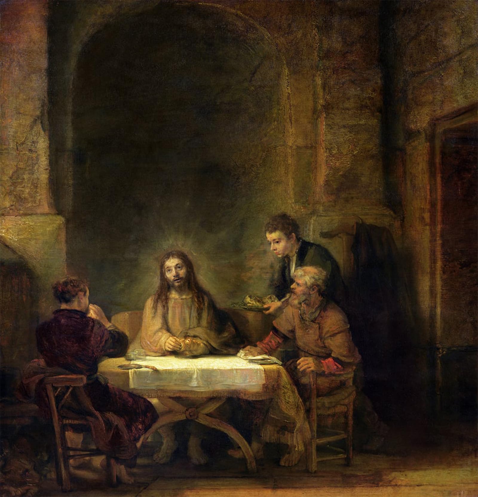 SERENDIPITP Abstract Painting Mural Print Picture Wall Decor Painting The supper at emmaus by Rembrandt van Rijn Vintage Wall Artwork for Home Decor 60x90cm