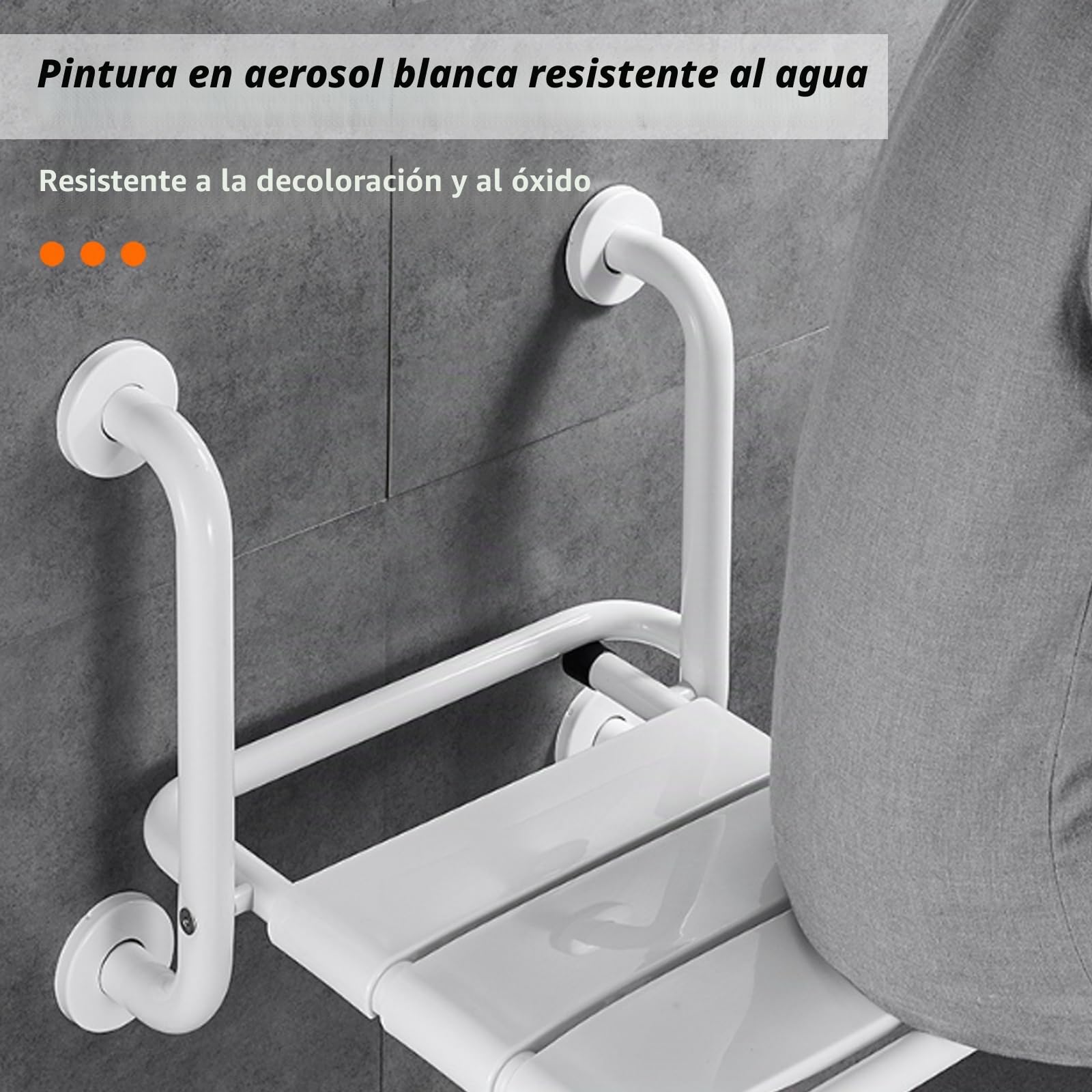 Silla Ducha Plegable, Asiento de Ducha de Pared 2 en 1 Asiento de Bañera Plegable Cargable con Reposabrazos para Baño Taburete de Baño Antideslizante para Personas Mayores