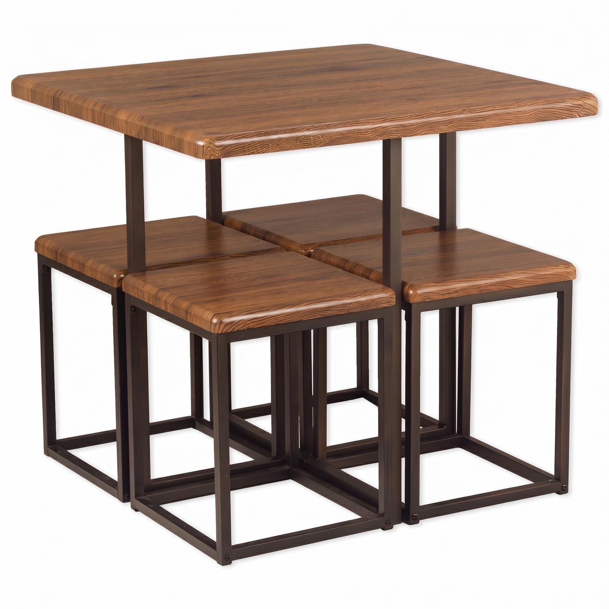 yelloo - Tavolo Bar con Sgabelli Salvaspazio, Angolo Bar per Casa, Tavolino Bar uso Interno, Ideale per Birreria, Pizzeria, Perfetto per Arredare Casa con Stile (Assisi - Tavolo + 4 Sgabelli)