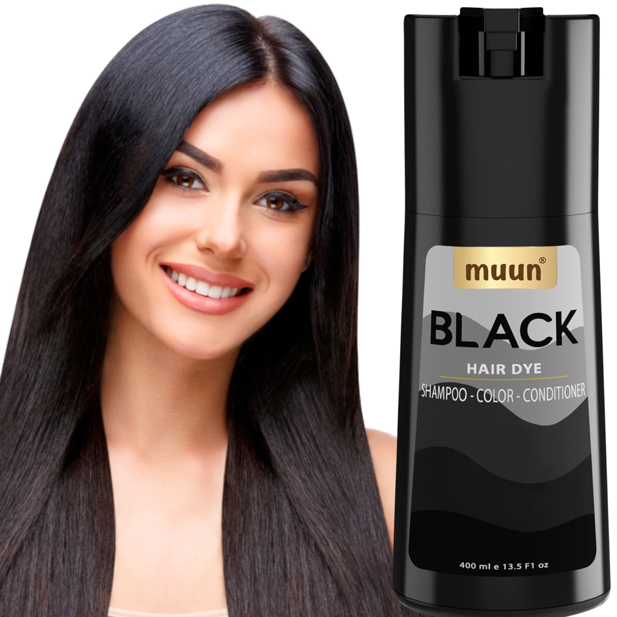 Amazon.com : Muun Black Hair Dye Shampoo - 3-In-1 Ammonia Free