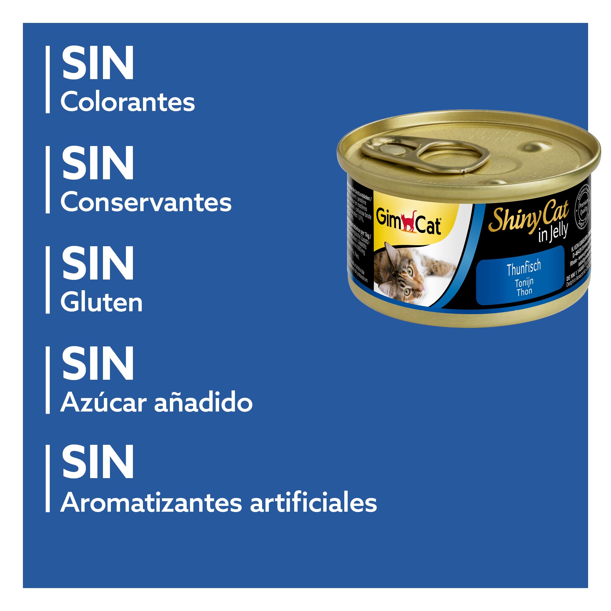 GimCat ShinyCat in Jelly, atún - Alimento húmedo para gatos, con pescado y taurina - 48 latas (48 x 70 g)