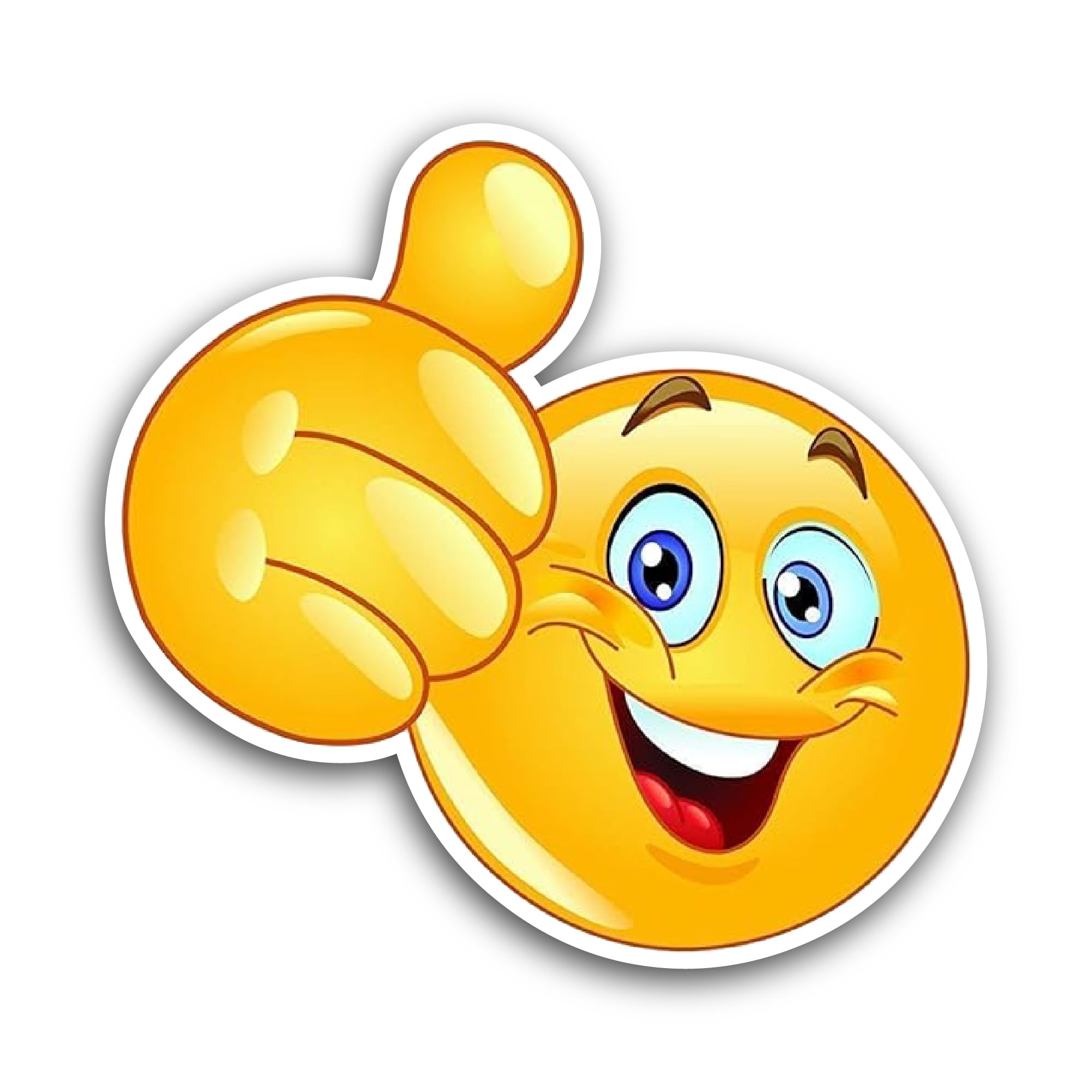 2 (Pieces) 3" and 5" Smiley Face with Thumbs Up Sticker, Waterproof Vinyl Decals for Many Purpose Like Cars, Trucks, Laptops, Phones, Windows and More