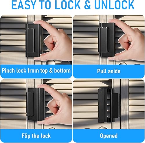 Miniatura 6 de Steinwhale Paquete de 3 cerraduras de refuerzo de puerta de seguridad para el hogar, cierre de seguridad a prueba de niños, tapón interior, añade