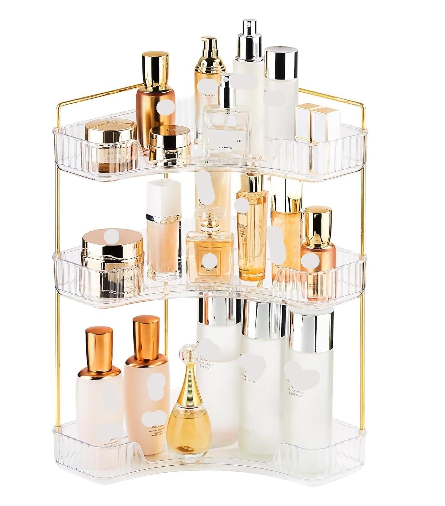 Organizer Trucchi Porta Trucchi Organizer 3 Tier Makeup Organizer For Bathroom Corner Vanity Countertop Makeup Organizer Holder Cosmetics Skincare Storage Organizzatore Trucchi Organizzatore di Trucco