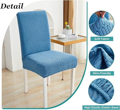 Miniatura 2 de Juego de 6 fundas elásticas para sillas  Fundas extraíbles para sillas de comedor, fundas protectoras de terciopelo lavables a prueba de polvo