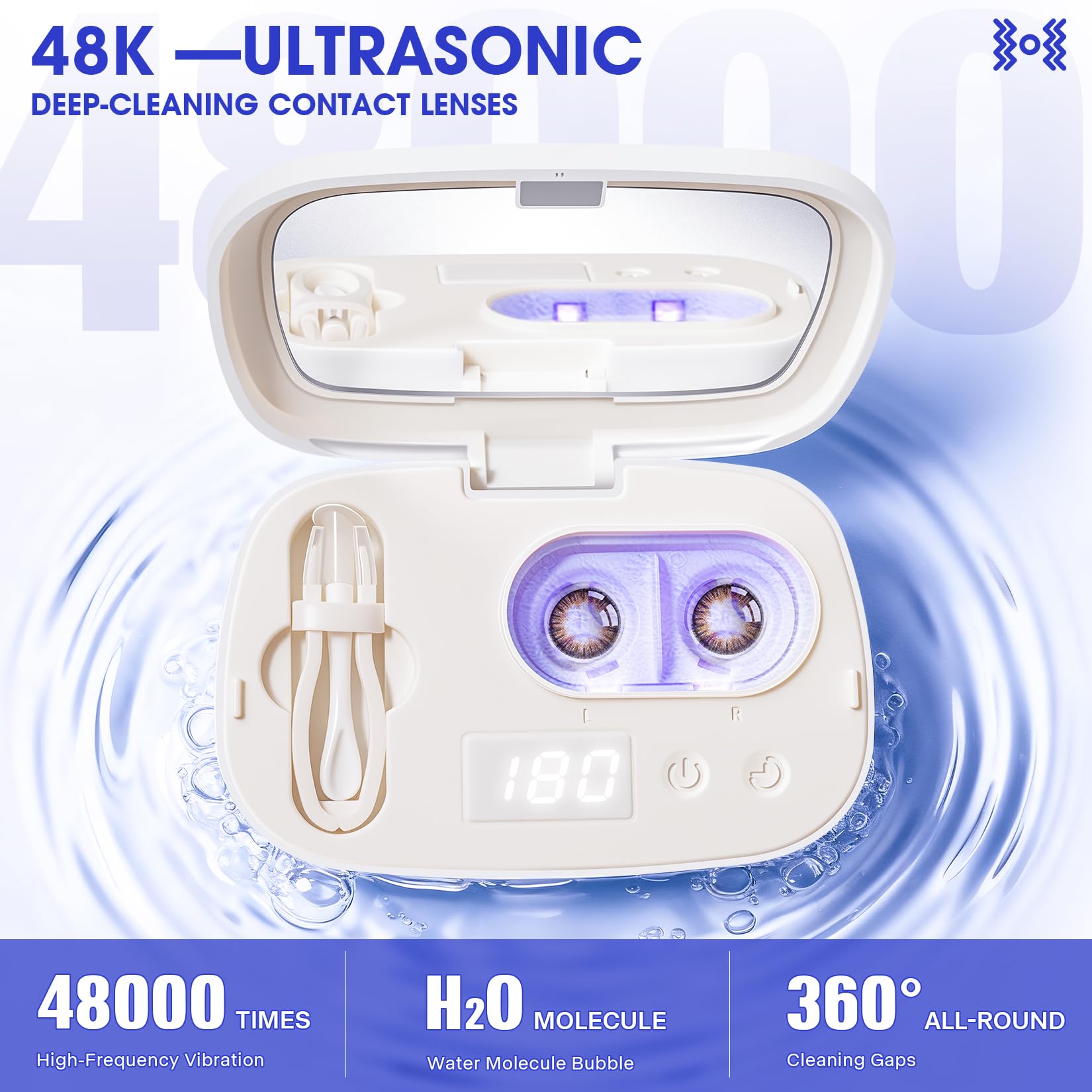 Macchina portatile per la pulizia delle lenti a contatto, pulitore ad ultrasuoni per lenti a contatto con carica di tipo C, custodia per la pulizia automatica intelligente, adatta per lo smaltimento