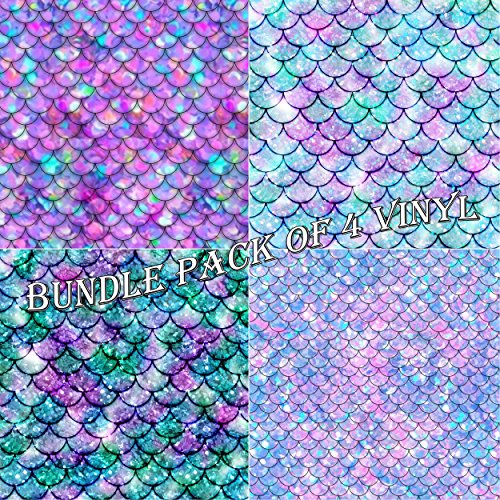 Vinyl Boutique Shop Mermaid Patterns Vinyl Sheets Heat Transfer Vinyl Patterned Vinyl Adhesive Patterned Vinyl Bundle Pack-C - Pack of 4 (Heat Transfer Vinyl)