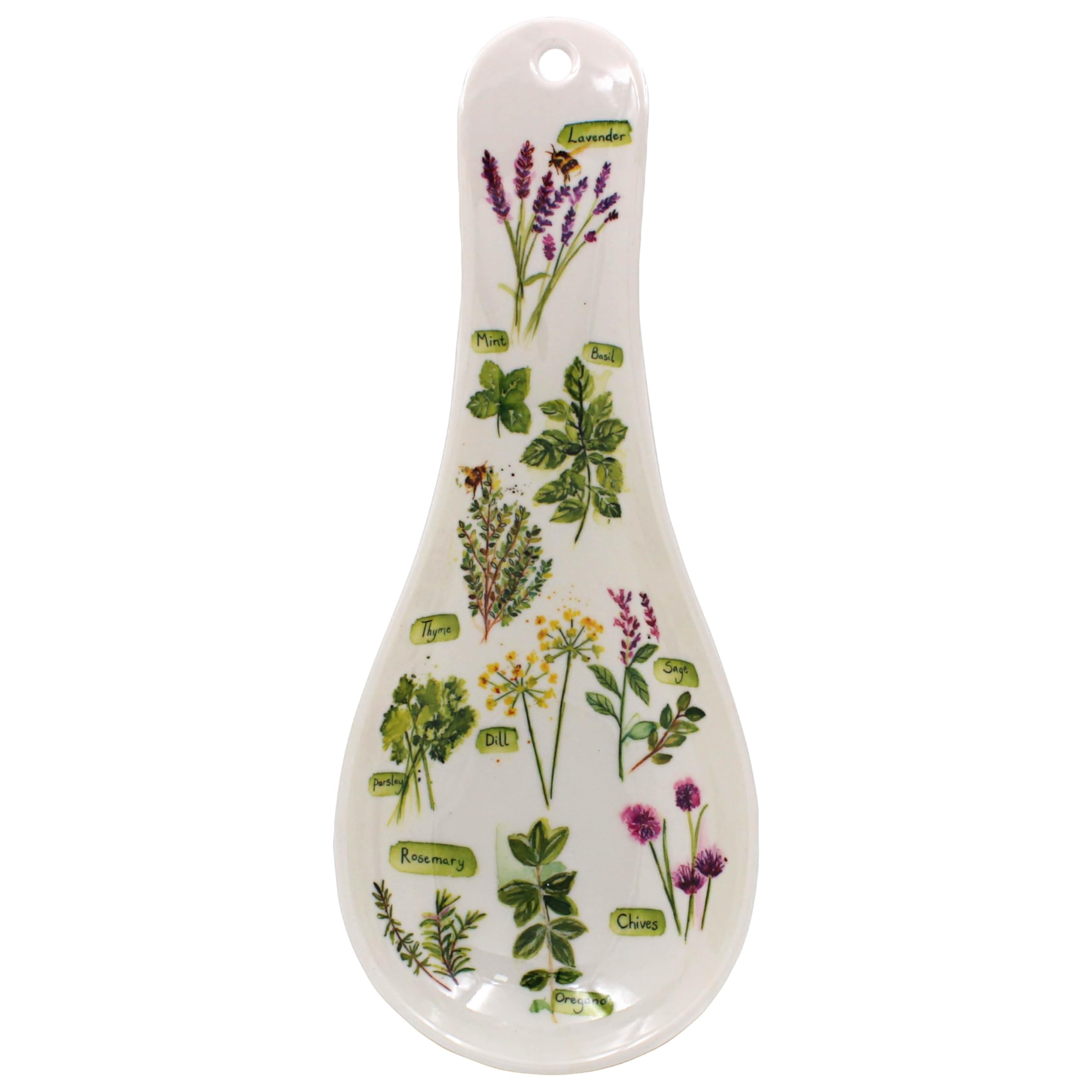The Leonardo Collection Herb Garden Spoon Rest by Jennifer Rose Gallery | Utensil Holder with Botanical Design | Elegant Kitchen Accessory | Rustic Farmhouse Style | Gift for Garden Lovers