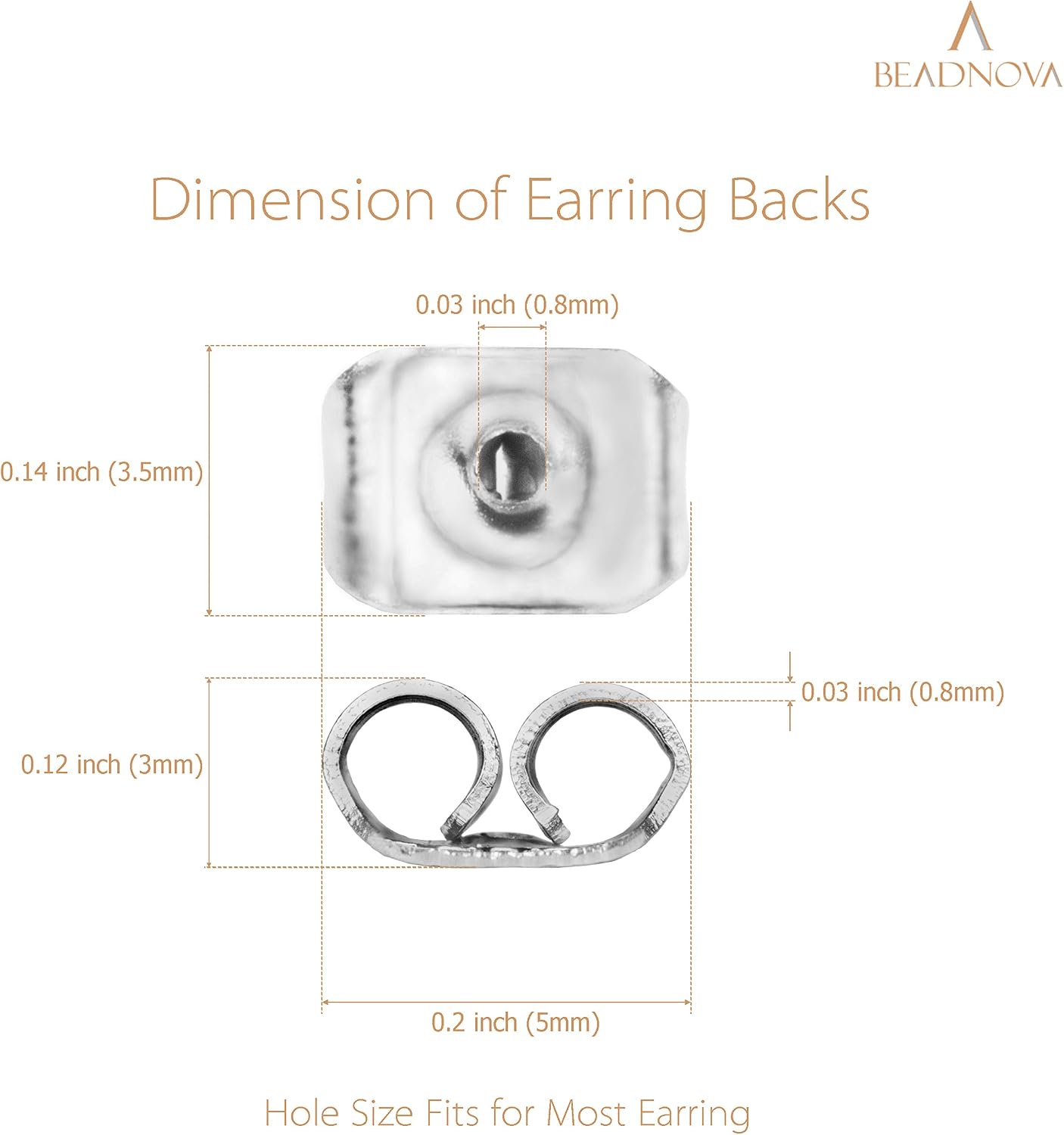 BEADNOVA Earring Backs Stainless Steel Earring Backings for Studs Hypoallergenic Surgical Locking Ear Stud Backs for Posts (120 pcs)