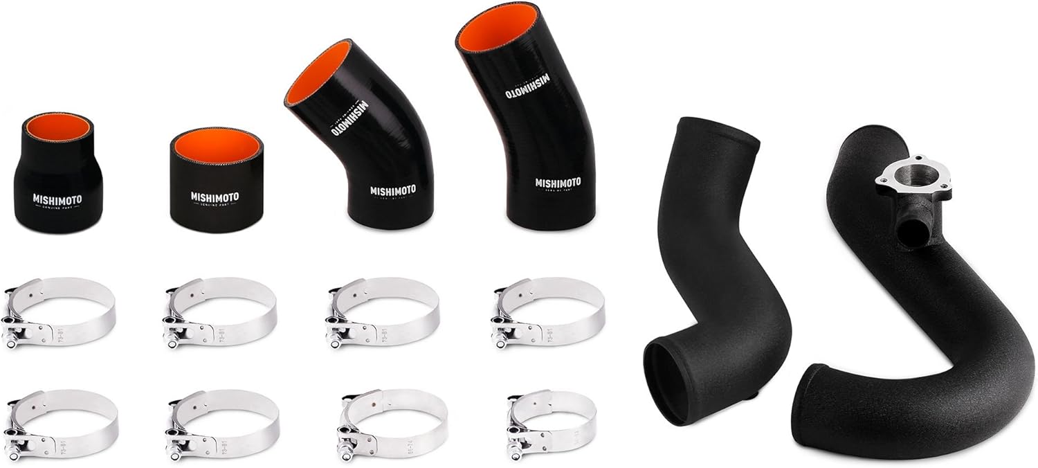 Mishimoto MMINT-MUS4-15KWBK Performance Intercooler Kit Fits Ford Mustang EcoBoost 2015-2018 Black Cooler & Pipes
