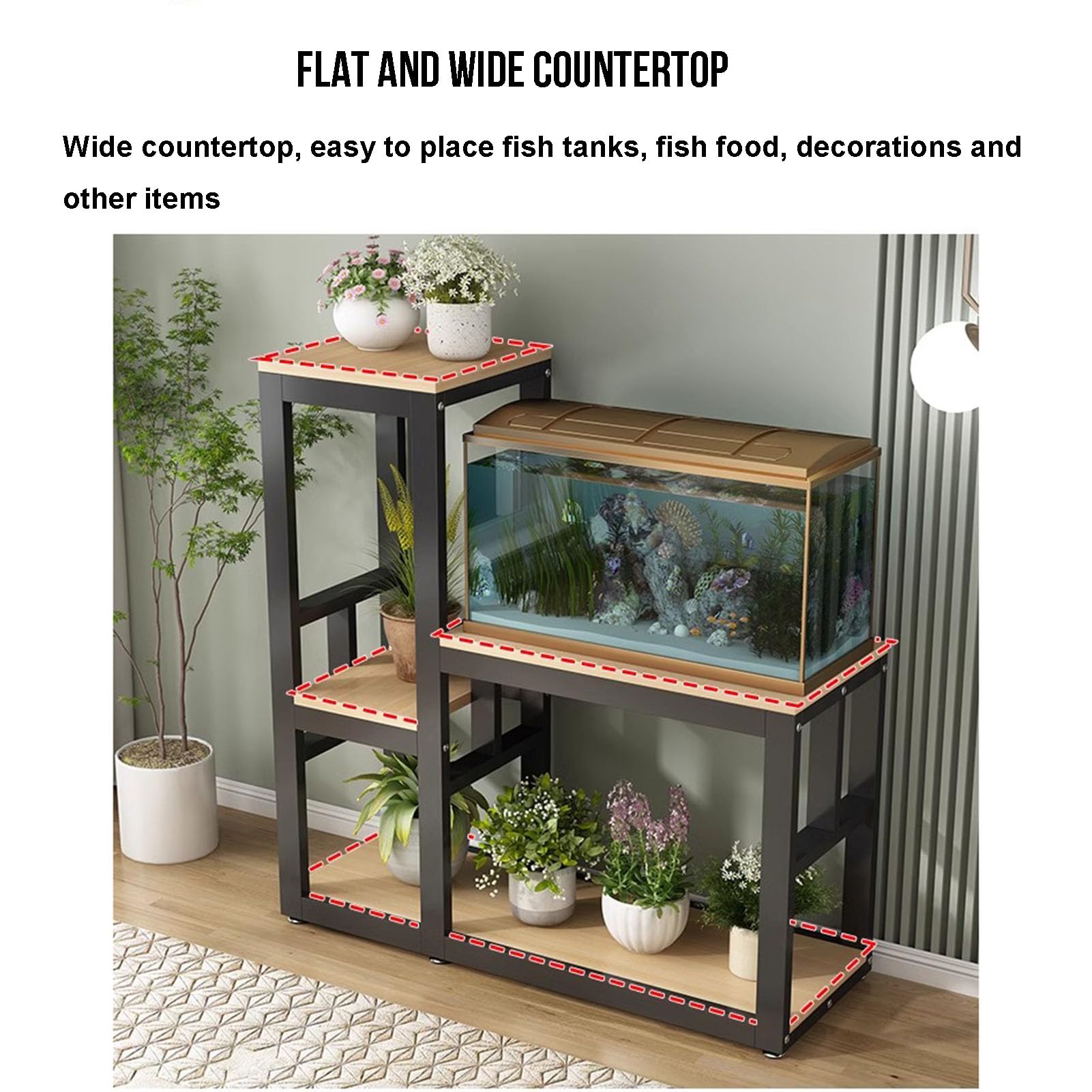 Soporte Para Acuario，estante De Almacenamiento de Hierro Forjado de Doble Capa Para Acuario，mesa Resistente Para Terrario Criador de Reptiles Y Tortugas Ideal Para El Hogar Y La Oficina