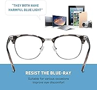 Vista 19 de Lentes Aomaste con bloqueo de luz azul, retro, con semi montura, UV400, lentes transparentes para computadora, unisex