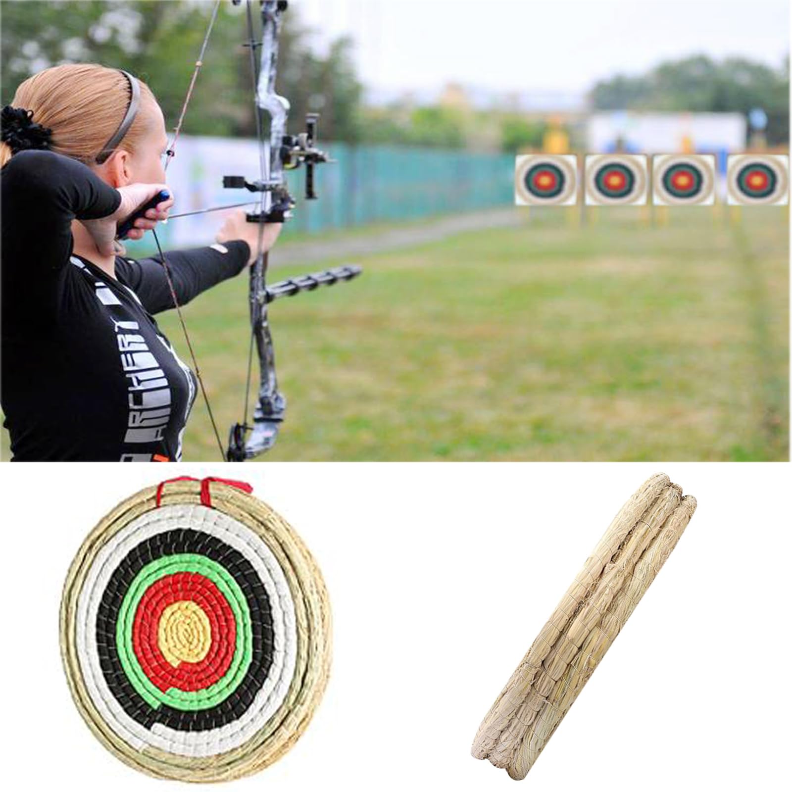 Cible de tir à l'arc - Cible de Paille,Tir à l'arc Traditionnelle en Paille,pour Les Sports de Plein Air,l'arc de Tir à l'arc,Les Fléchettes et la Pratique du Tir pour Adultes épaisseur 3 Couches