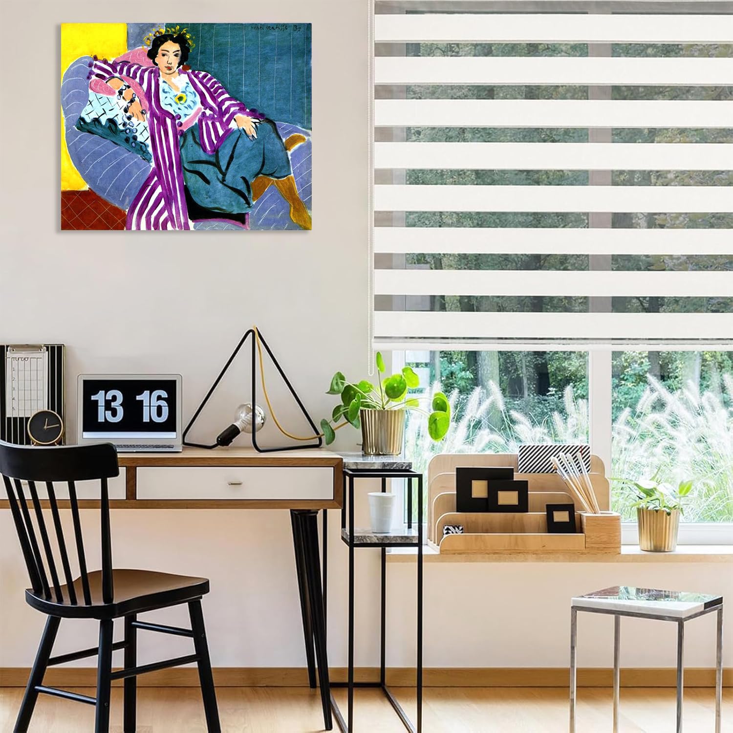 MYCGGDGH Henri Matisse berühmter Gemälde Reproduktion Kleine Odaliske in lila Gewand Bilder auf Leinwand Henri Matisse Kunstdruck Schlafzimmer Wandkunst Wohnzimmer Wanddekoration 40x30cm Rahmen