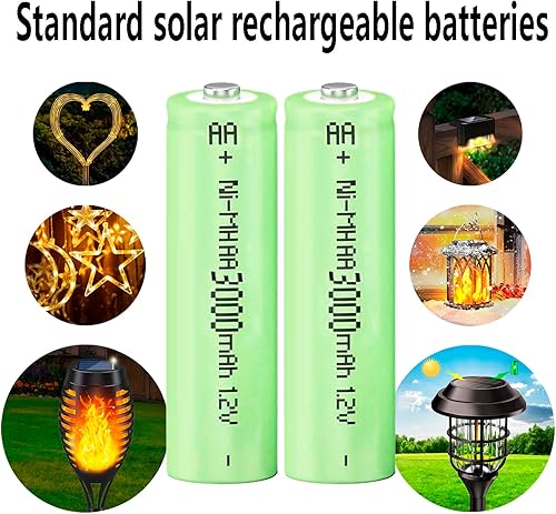 Miniatura 3 de Baterías recargables Ni-MH AA de 1.2 V AA 3000 mAh, doble A batería precargada de alta capacidad para luces exteriores de cubierta (4 paquetes)
