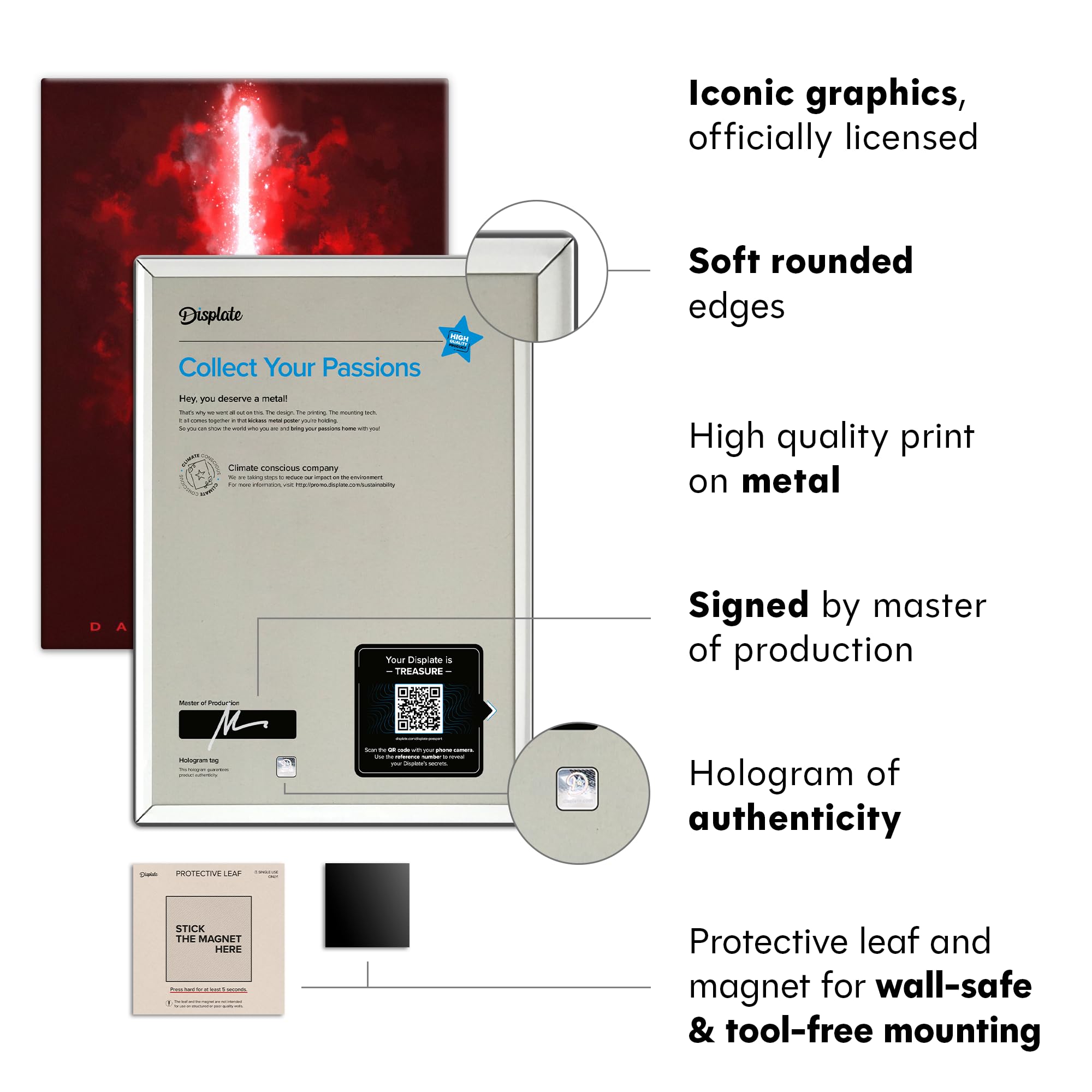 Displate Metallposter Star Wars Darth Sidious Wanddeko Poster für Schlafzimmer Magnetische Befestigung 48 x 67,5 cm