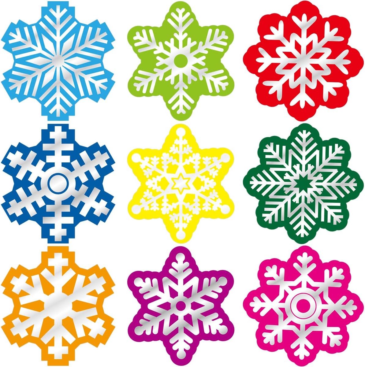 FANCY LAND Christmas Stickers Foil Snowflake Stickers for Holiday Party Supplies 200Pcs Per Roll