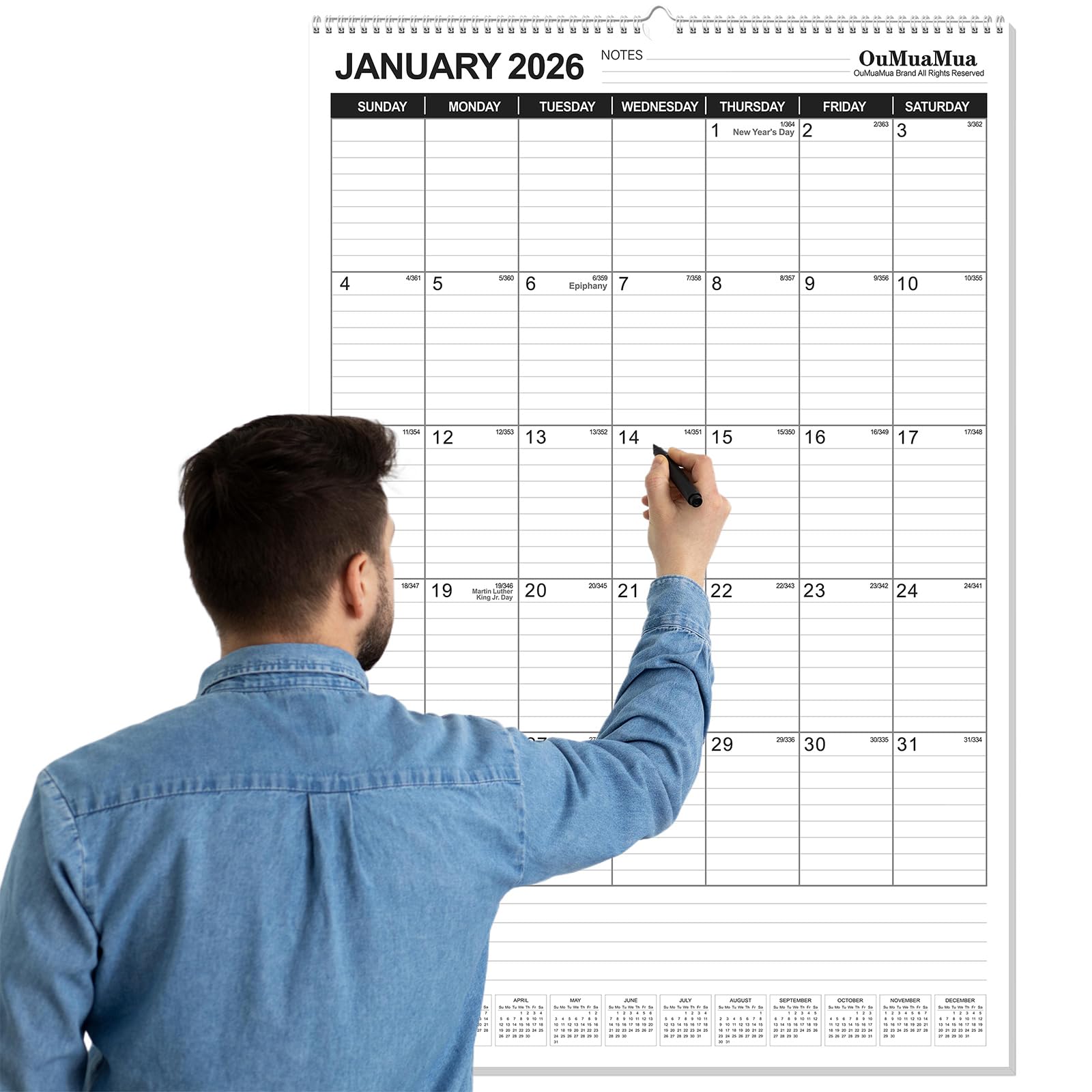 Large Calendar View Snapklik.com : OuMuaMua Extra Large Wall Calendar 2026, 30