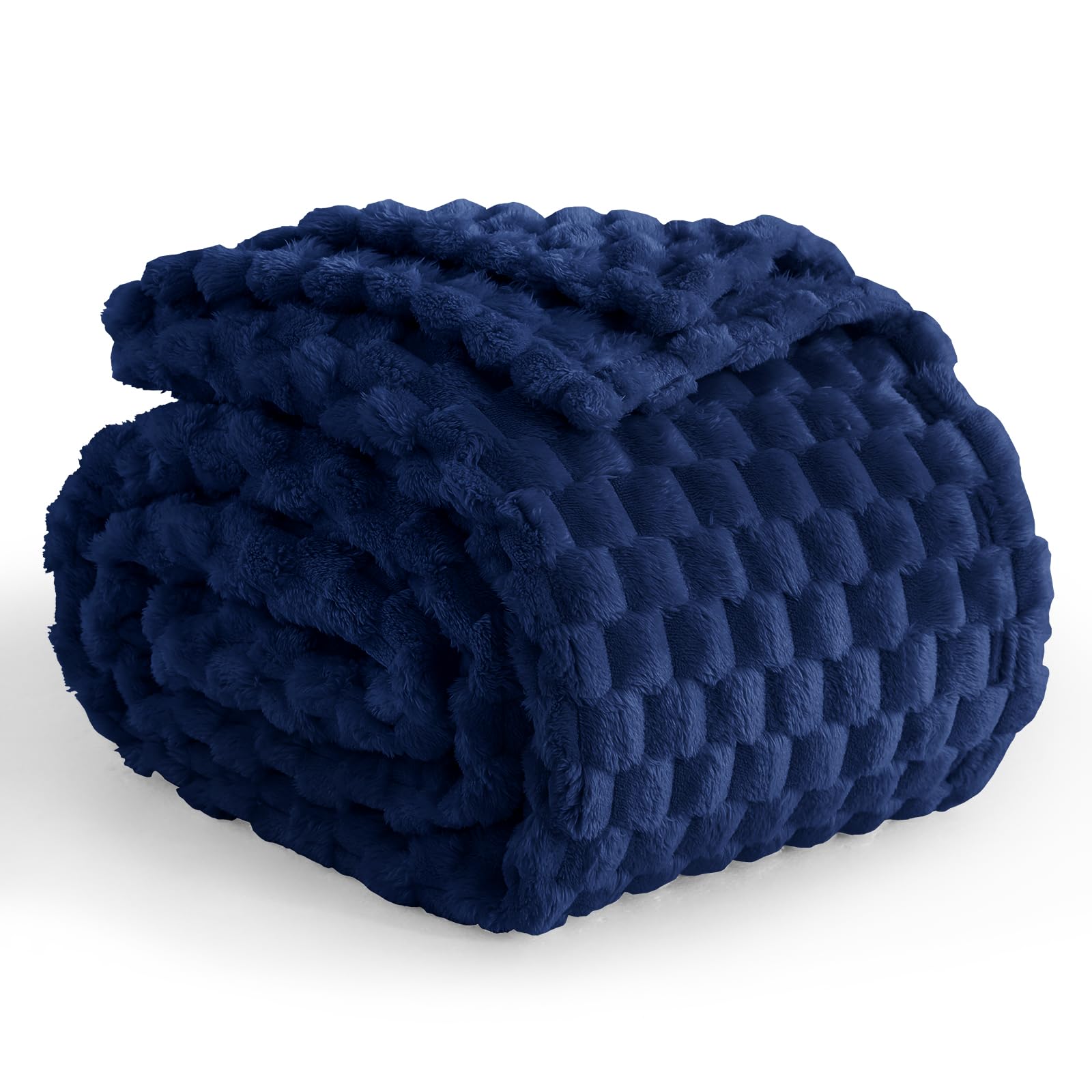 Aisbo Navy Throws for Sofas Extra Large - Super King Size Fleece Fluffy Blanket Bed Throw for Sofa, Soft Warm Fuzzy Couch Blanket, 220x240 cm โ image 1
