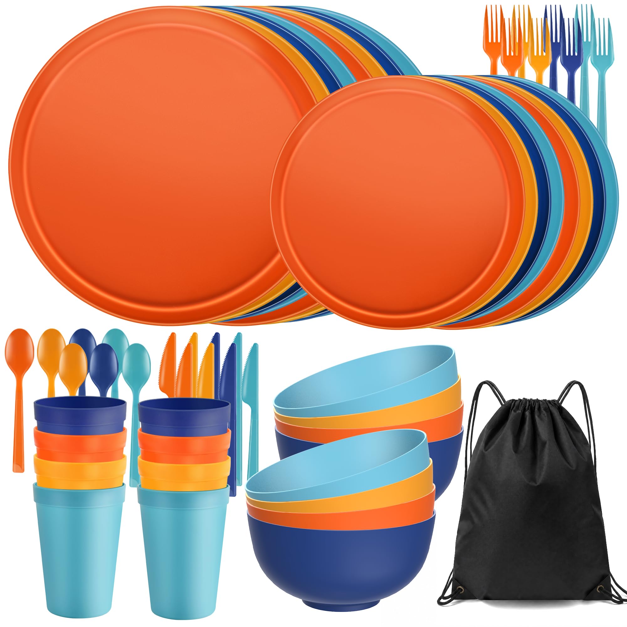 56 Piece Plates & Bowls Set - Unbreakable Dinnerware -23