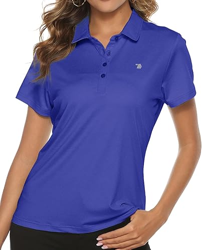 TBMPOY Polo de golf de manga corta para mujer, ligera, absorbe la humedad, cuello de secado rápido, 4 botones