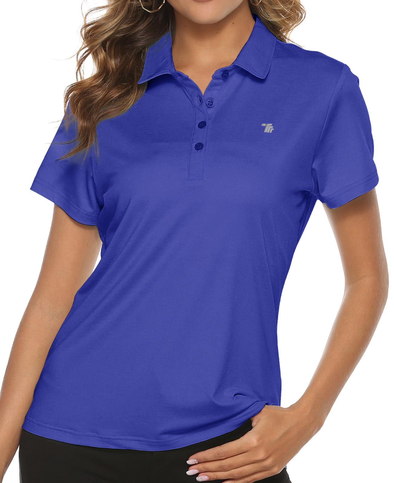 TBMPOY Women's Golf Polo Short Sleeve Shirts Lightweight Moisture Wicking Collared T Shirt Quick Dry 4-Button