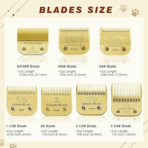 Miniatura 7 de Cuchillas de cerámica de repuesto desmontables profesionales 3-34. Compatible con Oster Classic 76Power ProPower-TeqStar-Teq Clipper. Compatible con