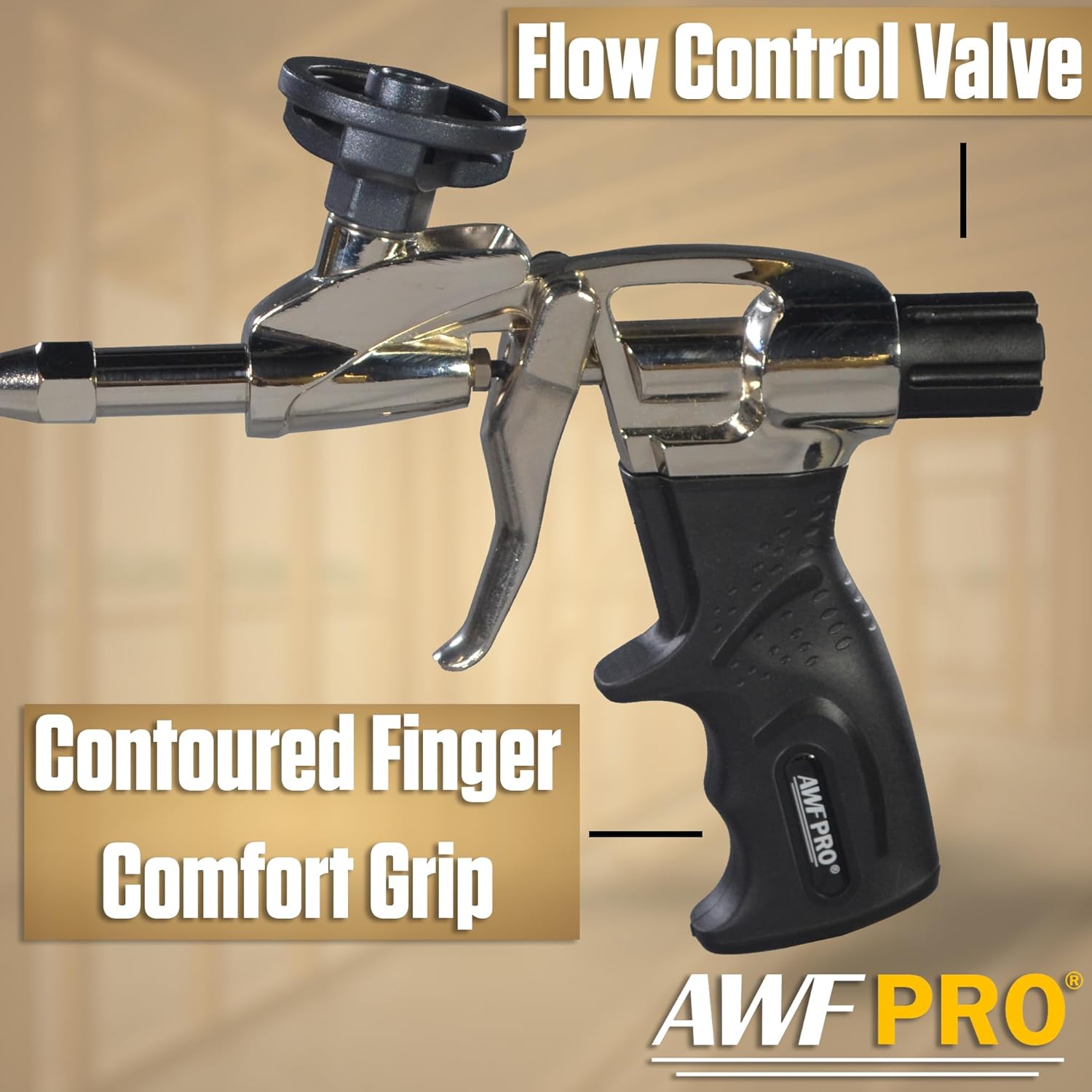 AWF PRO Spray Foam Gun – 5/16 in Barrel with Precision Nozzles for Tight Spaces – Adjustable Flow Control, Contractor-Grade Pro Applicator