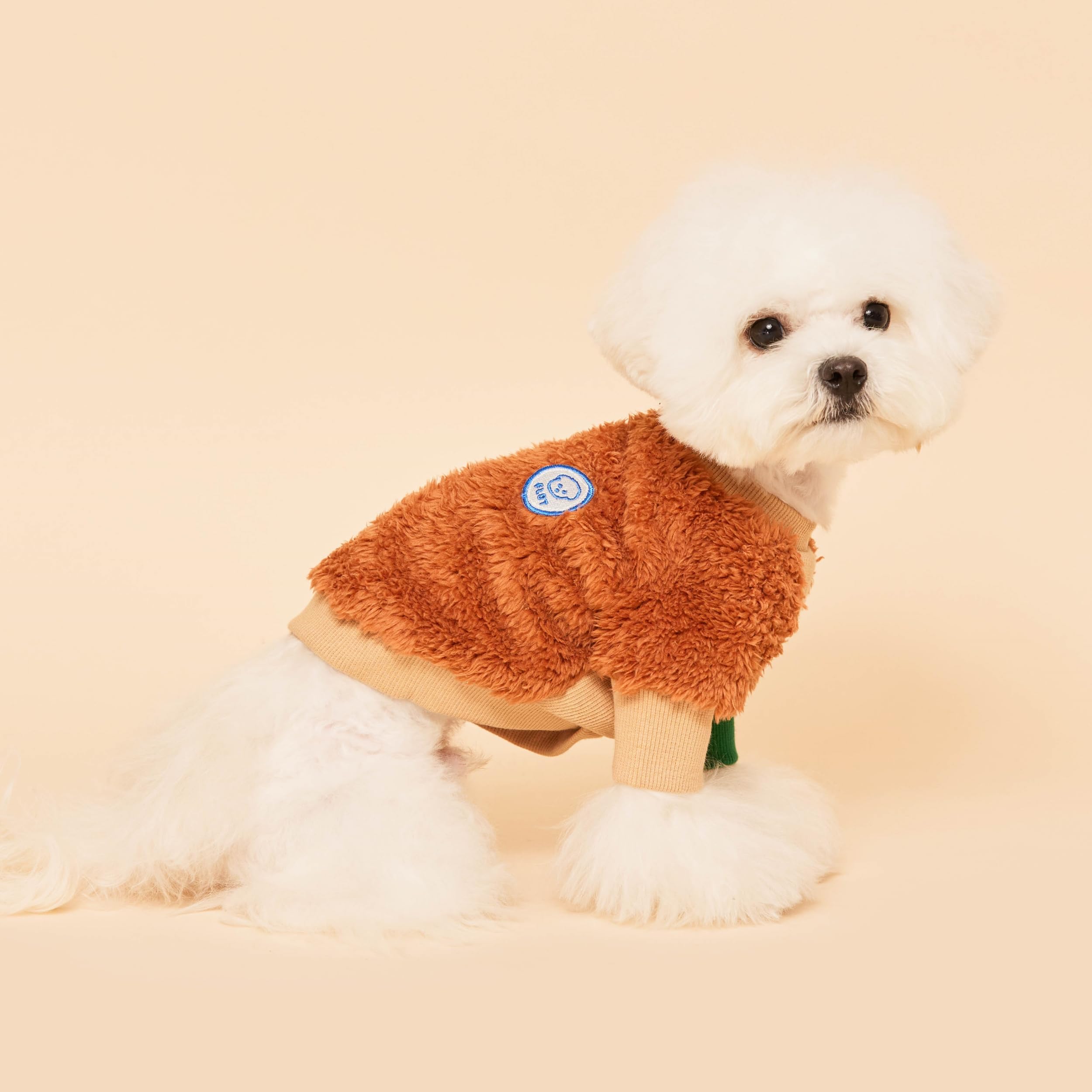 FLOT Designer-Fleecepullover Für Hunde – Flauschig Warm, Koreanisches Design, Verstellbare Ärmel, Größe S