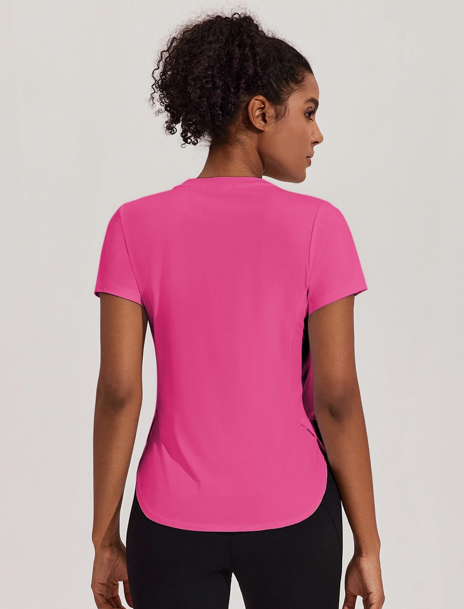 PINSPARK T-Shirt de Sport à Manches Courtes pour Femme, Protection Solaire UPF 50+, séchage Rapide, idéal pour la Course, Le Yoga et Le Fitness. Coupe Ample et Respirante. - 3