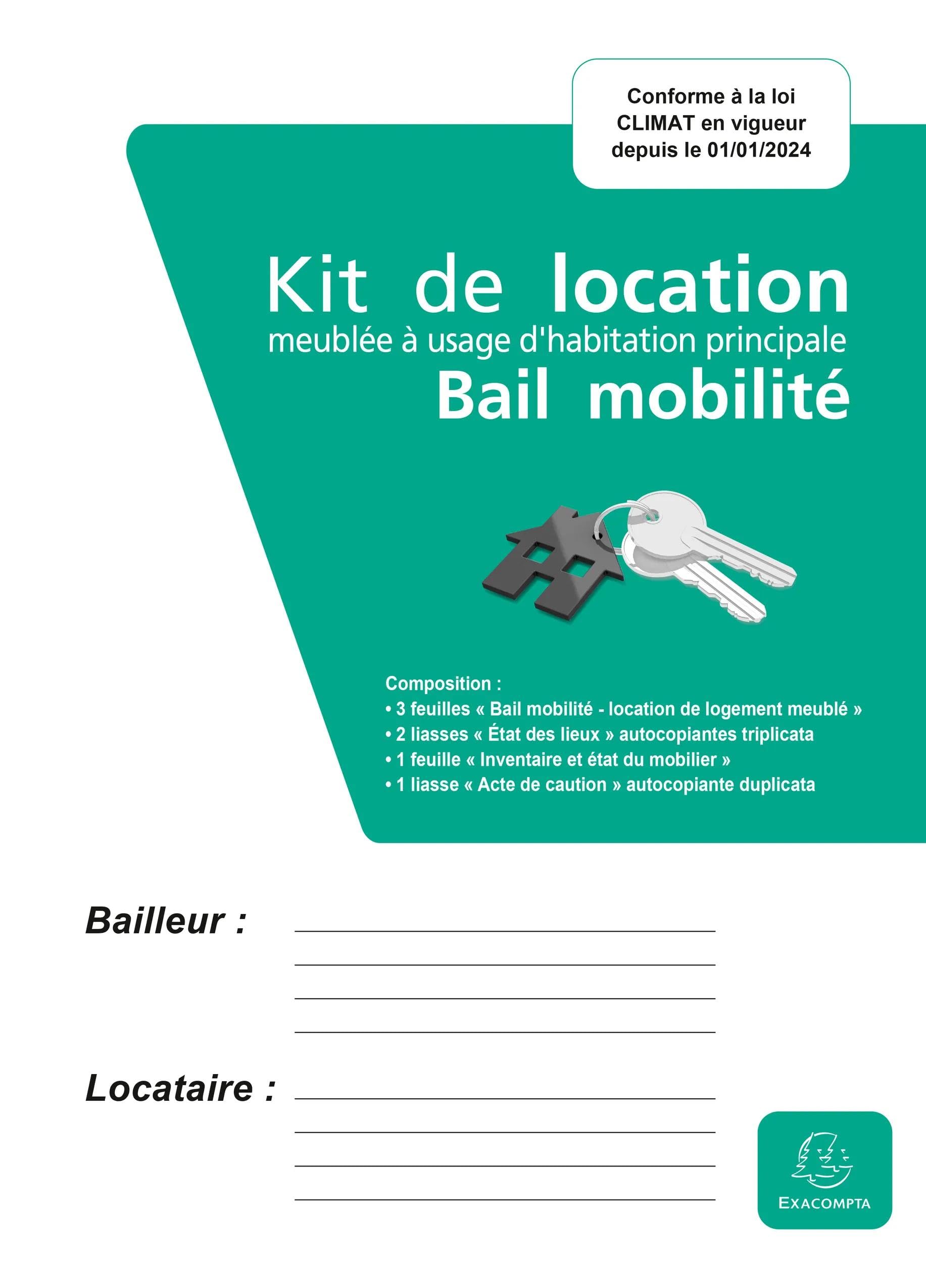 Exacompta - Ref. 63E - Box of 10 Rental Kits - Mobility Lease - 3 Sheets"Mobility Lease" - 2 Bundles"State of the Premises" - 1 Sheet"Inventory and Condition of Furniture - 1 Book"Deposit Deposit"