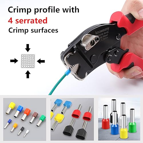 Miniatura 5 de Knoweasy Crimpadora de virola y herramienta de crimpado de virola de diseño de carga frontal con herramienta de crimpado de virola autoajustable de