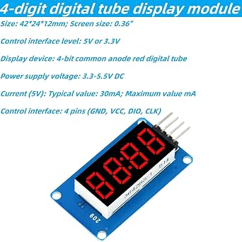 [5 pcs] 4 Digit 7 Segment Digital Tube LED Display Board,4-Digit LED Display Module with Adjustable Brightness for Arduino