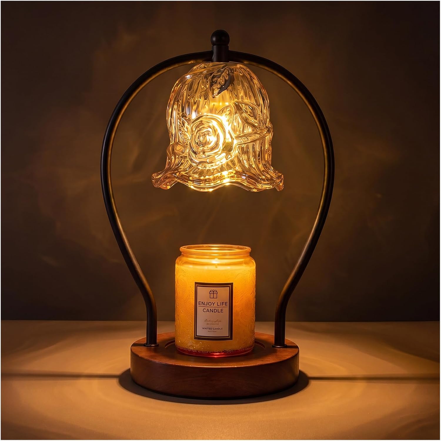 Candle Warmer Lamp with Timer & Dimmer, Candle Warmer for Jar Candles | Vintage Base,2 Bulbs Included Relaxation Birthday Gifts for Women, House Warming Gifts New(Amber)