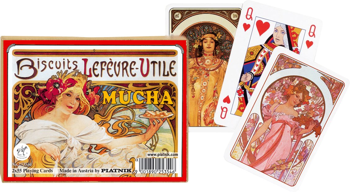 Piatnik 253546 Mucha Biscuits – Luxus-Spielkarten Mit Kunstmotiv, Hochwertige Qualität