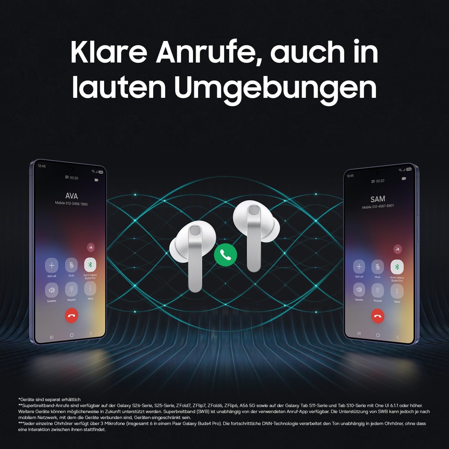 Samsung Galaxy Buds4 Pro, Kabellose Hi-Fi Bluetooth-Kopfhörer, 2-Wege-Lautsprecher, Geräuschunterdrückung per Adaptive Noise Cancelling, In-Ear-Ohrhörer, 360 Audio, AI Agent mit Sprachsteuerung, Black