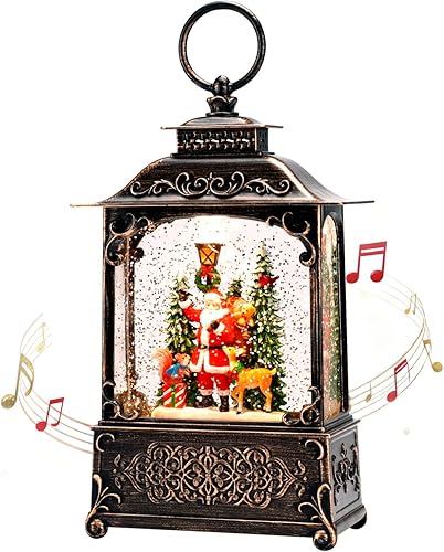 Miniatura 9 de Decoraciones navideñas, lámpara de globo de nieve de Navidad con purpurina y música y temporizador, lámparas de Navidad USB alimentadas por Pueblo
