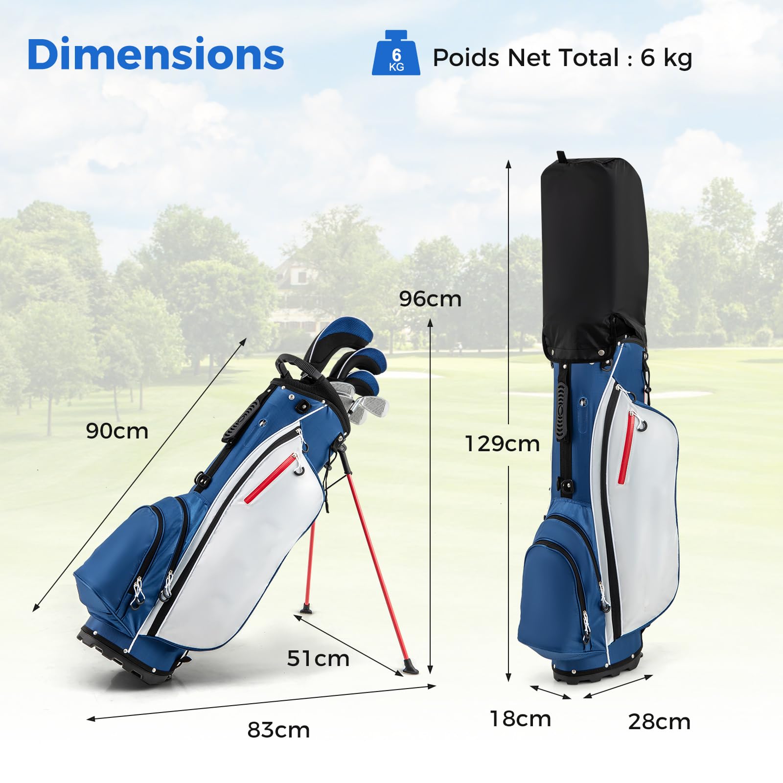 COSTWAY Ensemble de Golf 9 Clubs de Golf Ensemble Complet pour Débutant avec Sac Trépied pour Homme